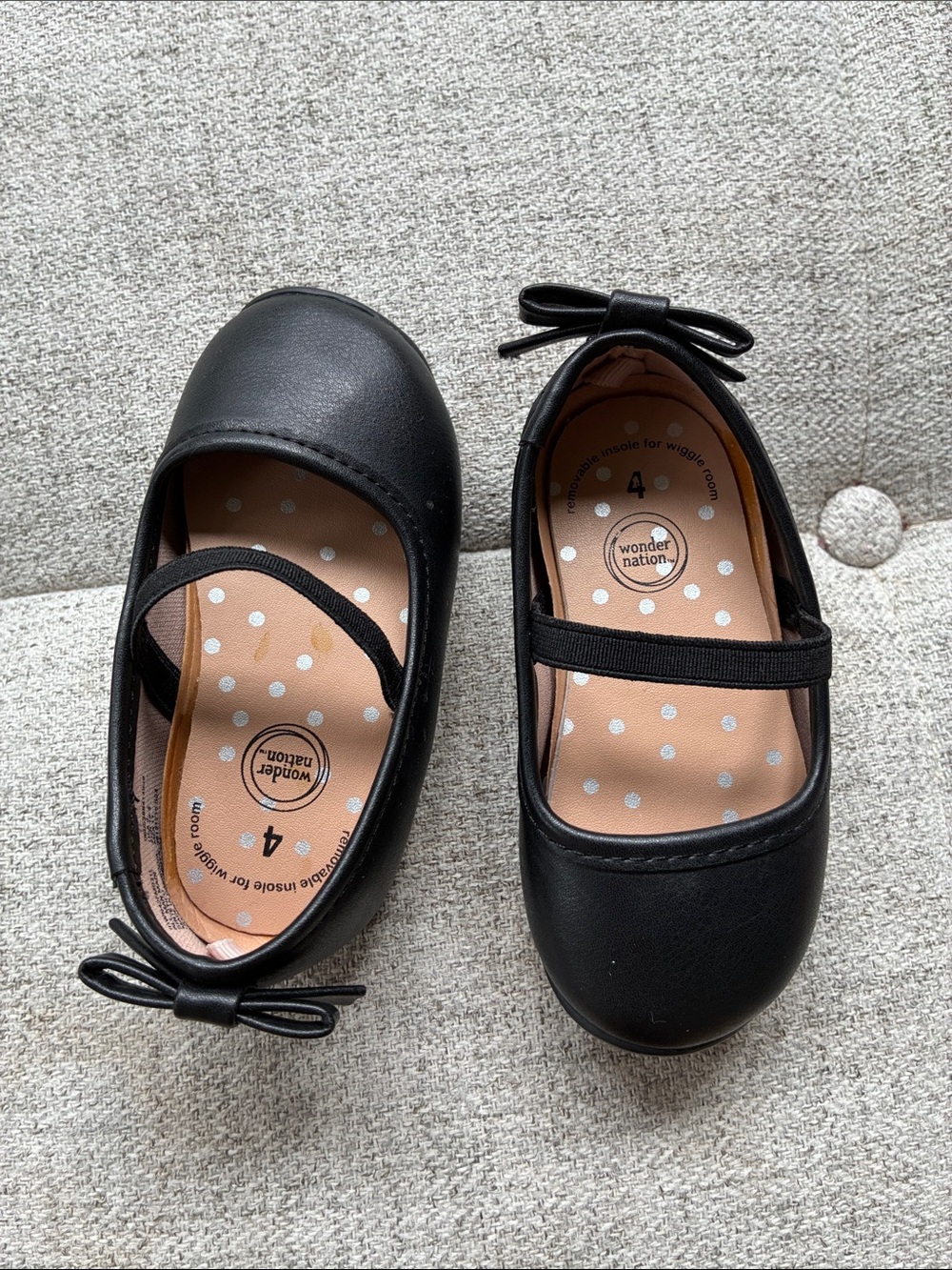 wonder nation Black Girls' Bow Strap Mary Jane Shoes